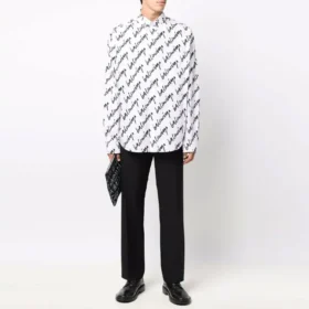 Camisa de manga curta com logótipo rabiscado, corte largo «Branco» 662983TLLJ49040
