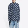 Camisa de manga curta com logótipo rabiscado, corte largo «Midnight Blue» 662983TLLJ48502
