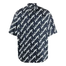 Camisa de manga curta com rabiscos por toda a peça “Azul-escuro Branco” 681702TLLJ48502