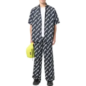 Camisa de manga curta com rabiscos por toda a peça “Azul-escuro Branco” 681702TLLJ48502