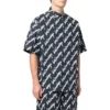 Camisa de manga curta com rabiscos por toda a peça “Azul-escuro Branco” 681702TLLJ48502