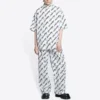 Camisa de manga curta com rabiscos por toda a superfície «Branco Preto» 681702TLLJ49040
