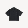 Camisa de manga curta de bowling para homem, em preto