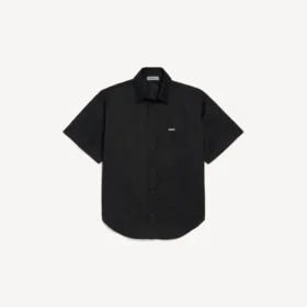 Camisa de manga curta de trabalho para homem em preto
