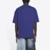 Camisa de manga curta em malha retro Balenciaga FW21 para homem, azul-marinho 612966TKVD33967