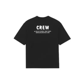 Camisa de manga curta larga com padrão alfabético da Balenciaga para homem, preta 612966TIV241070 Camisa de manga curta larga com padrão alfabético da Balenciaga para homem, preta 612966TIV241070