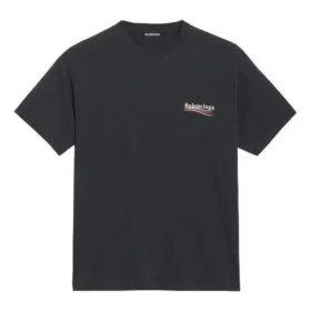Camisa de manga curta masculina Balenciaga com estampado, preta, 570803TAV441000 Camisa de manga curta masculina Balenciaga com estampado, preta, 570803TAV441000