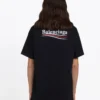 Camisa de manga curta masculina Balenciaga com estampado, preta, 570803TAV441000
