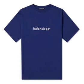 Camisa de manga curta masculina Balenciaga com logótipo «Alphabet», azul, 612966TIV541195 Camisa de manga curta masculina Balenciaga com logótipo «Alphabet», azul, 612966TIV541195