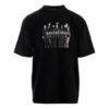 Camisa de manga curta masculina Balenciaga com logótipo oversize, estilo retro, ombros caídos, preta 620969TIVA11000