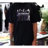 Camisa de manga curta masculina Balenciaga com logótipo oversize, estilo retro, ombros caídos, preta 620969TIVA11000