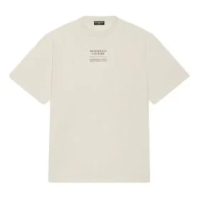 Camisa de manga curta masculina Balenciaga FW21 com estampado alfabético, bege 651795TJV909054 Camisa de manga curta masculina Balenciaga FW21 com estampado alfabético, bege 651795TJV909054
