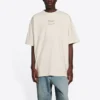 Camisa de manga curta masculina Balenciaga FW21 com estampado alfabético, bege 651795TJV909054