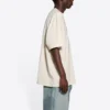 Camisa de manga curta masculina Balenciaga FW21 com estampado alfabético, bege 651795TJV909054