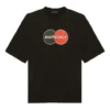 Camisa de manga curta masculina Balenciaga Retro Uniform, corte largo, preta 620969TIV791000