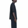 Camisa de manga curta masculina Balenciaga Retro Uniform, corte largo, preta 620969TIV791000