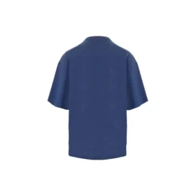 Camisa de manga curta masculina Balenciaga SS21 com padrão de corrida, logótipo estampado e corte largo, azul 641614TJVK64866 Camisa de manga curta masculina Balenciaga SS21 com padrão de corrida, logótipo estampado e corte largo, azul 641614TJVK64866