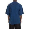 Camisa de manga curta masculina Balenciaga SS21 com padrão de corrida, logótipo estampado e corte largo, azul 641614TJVK64866