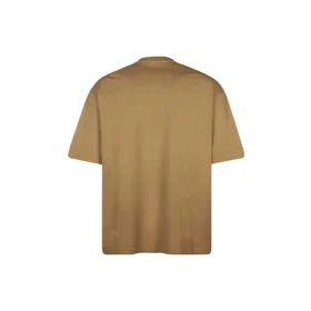 Camisa de manga curta masculina Balenciaga SS21, corte largo, gola redonda, com logótipo bordado em letras do alfabeto, cor cáqui 612966TJV879504 Camisa de manga curta masculina Balenciaga SS21, corte largo, gola redonda, com logótipo bordado em letras do alfabeto, cor cáqui 612966TJV879504