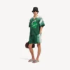 Camisa de manga curta masculina «Extreme Tie Dye» estilo bowling em verde/branco