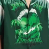 Camisa de manga curta masculina «Extreme Tie Dye» estilo bowling em verde/branco