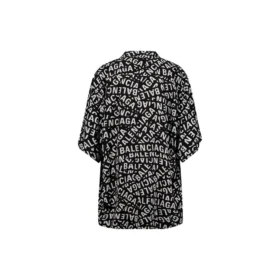 Camisa de manga curta minimalista com faixas com logótipo «Preto» 681813TML21-1269