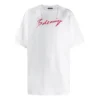 Camisa de manga curta para homem com logótipo Balenciaga estampado, branca, 583214TFV639783