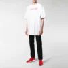 Camisa de manga curta para homem com logótipo Balenciaga estampado, branca, 583214TFV639783