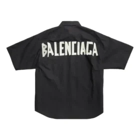 Camisa de manga curta Tape Type, corte largo «Preto» 738761TNM601000