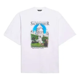 Camisa de manga curta unissexo SS21, de algodão, oversized, branca 641614TJVH69000 Camisa de manga curta unissexo SS21, de algodão, oversized, branca 641614TJVH69000