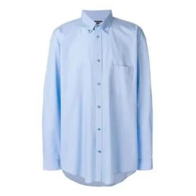 Camisa de popeline de algodão com logótipo nas costas «Azul claro» 508465TWB044850