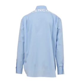 Camisa de popeline de algodão com logótipo nas costas «Azul claro» 508465TWB044850