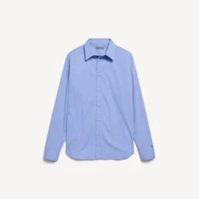 Camisa de popeline às riscas para mulher em azul/azul-marinho