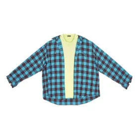 Camisa e T-shirt com padrão xadrez Trompe L’oeil «Azul e Amarelo Néon» 699371TMM116305