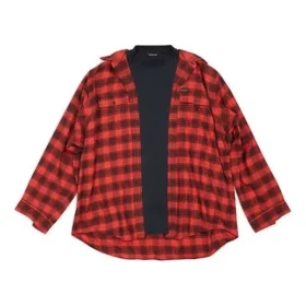 Camisa e T-shirt xadrez “Trompe L’oeil” “Red Navy” 699371TNM256167