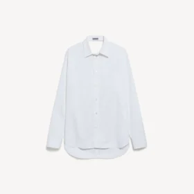 Camisa feminina com costas drapeadas em branco