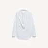 Camisa feminina com costas drapeadas em branco