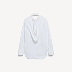 Camisa feminina com costas drapeadas em branco