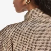 Camisa feminina com monograma em bege/preto