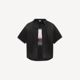 Camisa híbrida de Denim de manga curta «The Door» para homem, em preto