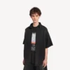 Camisa híbrida de Denim de manga curta «The Door» para homem, em preto