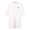 Camisa masculina Balenciaga SS21 em algodão com logótipo, gola redonda e manga curta, branca 641655TJV879040