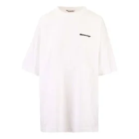 Camisa masculina Balenciaga SS21 em algodão com logótipo, gola redonda e manga curta, branca 641655TJV879040 Camisa masculina Balenciaga SS21 em algodão com logótipo, gola redonda e manga curta, branca 641655TJV879040