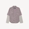 Camisa masculina com mangas invertidas em vermelho/azul-marinho