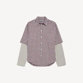 Camisa masculina com mangas invertidas em vermelho/azul-marinho