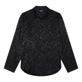 Camisa minimalista com logótipo por toda a peça «Preto» 681812TLO581000