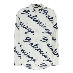 Camisa minimalista de manga curta com logótipo rabiscado «White Navy» 681812TOLE99167