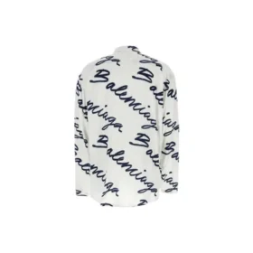 Camisa minimalista de manga curta com logótipo rabiscado «White Navy» 681812TOLE99167