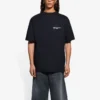 Camisa unissexo SS21 com impressão corporativa, gola redonda e manga curta, preta 612966TKV861070