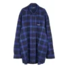 Camisa xadrez em sarja de algodão «Azul» 625548T1M194450